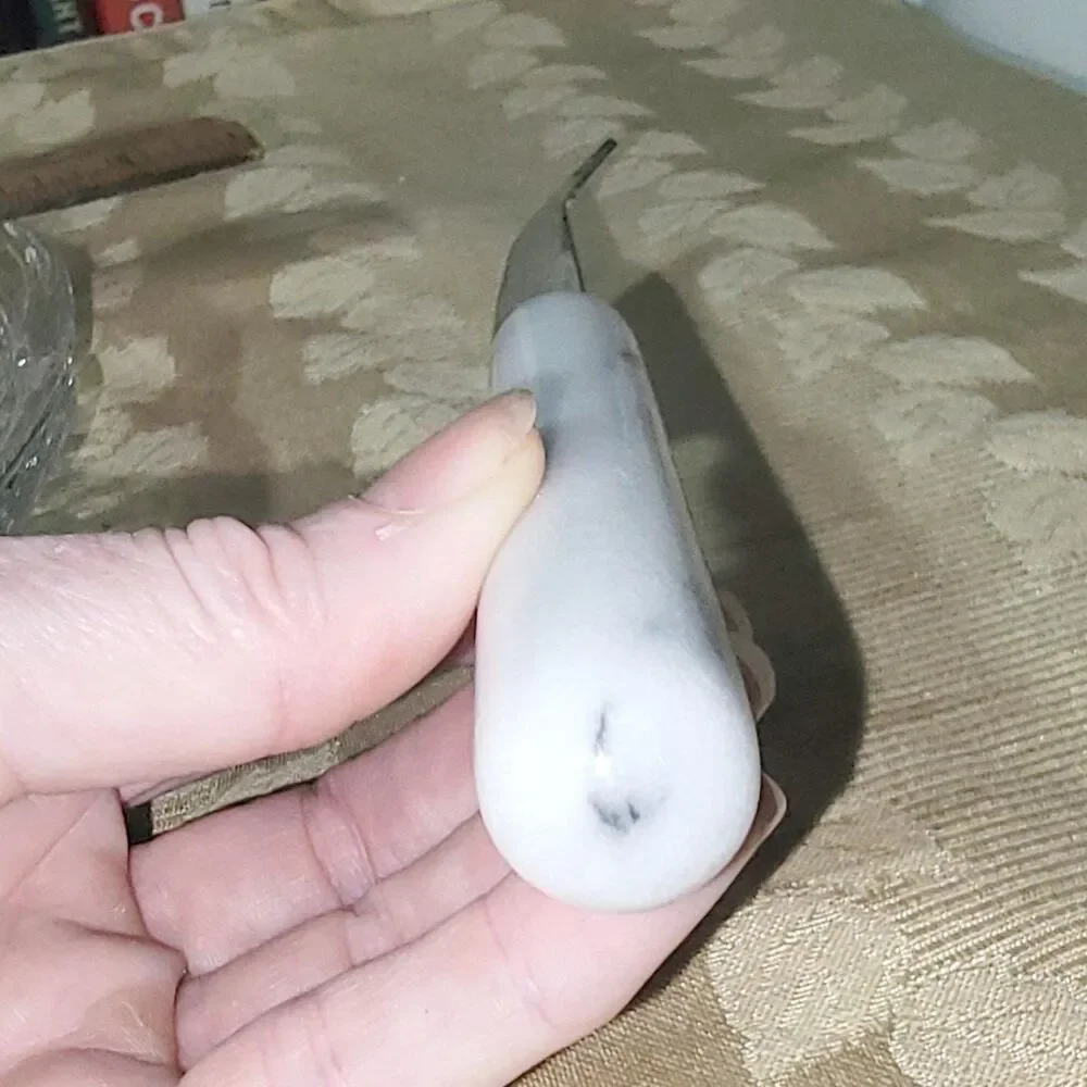 Cheese Knife solid Marble Handle Stainless Steel Curvy Blade 8